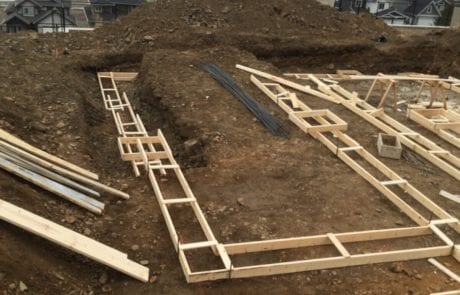 new residential construction foundation framing