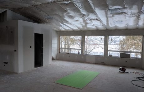 during renovation - garage with loft addition - loft view