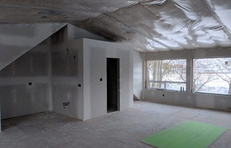 during renovation - garage with loft addition - loft entrance