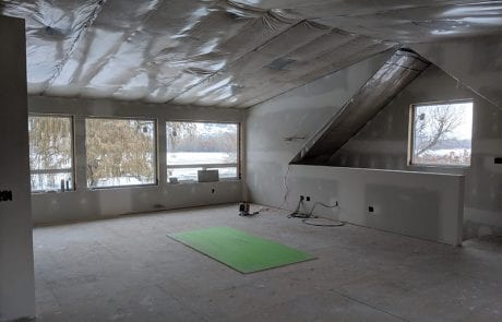 during renovation - garage with loft addition - loft