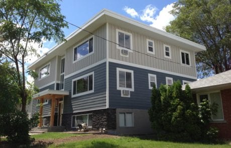 completed apartment renovation - exterior Hardie siding and trim