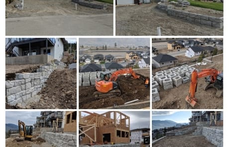 Collage of Verti-Block Retaining wall being installed