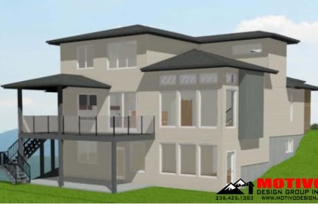 Rendering of new custom home 5 beds and 5 baths, back view