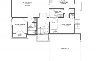 Basement floor plan of custom home by Motivo Design Group Inc