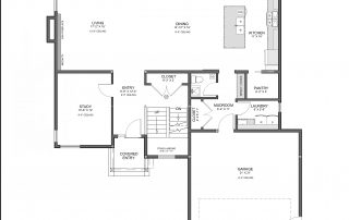 Main level floor plan of custom home by Motivo Design Group Inc
